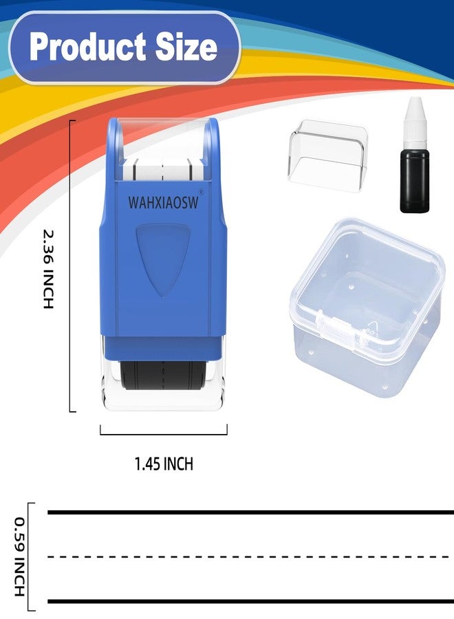 WAHXIAOSW Handwriting Lines Stamp Roller Self-Inking Line Rolling Stamps Handwriting Practice Tool for Teachers Kids Kindergarten (Blue) - Image 2